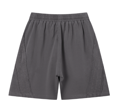 Grey Vintage Wash Raw Edge Shorts
