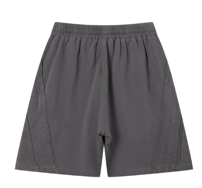 Grey Vintage Wash Raw Edge Shorts